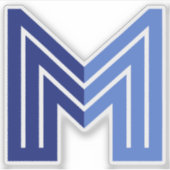 青い抽象幾何学的なM シール (正面)