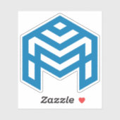 青い抽象幾何学的なM シール (シート)