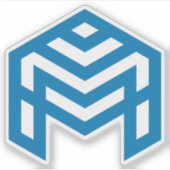 青い抽象幾何学的なM シール (正面)