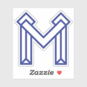 青い抽象幾何学的なM シール (シート)