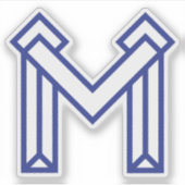 青い抽象幾何学的なM シール (正面)
