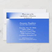 青い抽象的な写真付きの卒業パーティーの招待状 招待状 (裏面)