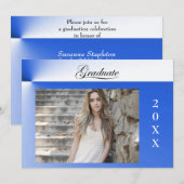 青い抽象的な写真付きの卒業パーティーの招待状 招待状 (正面/裏面)