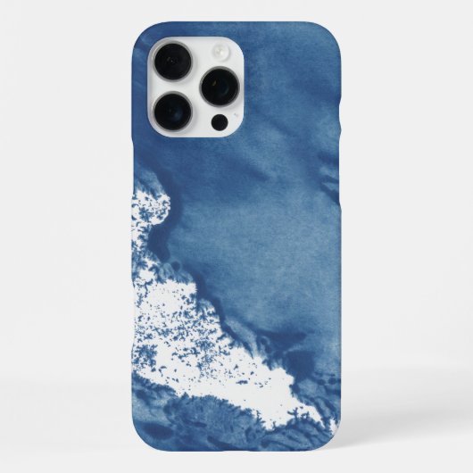 青い抽象的な水彩の背景 iPhoneケース (裏面)