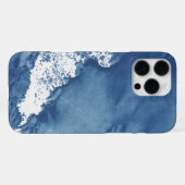 青い抽象的な水彩の背景 iPhoneケース (裏面横)
