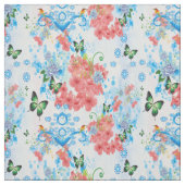 青い抽象芸術とサケ色の花を混ぜる ファブリック (見本)