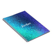 青い抽象芸術の個人用設定名前 ノートブック (右側)