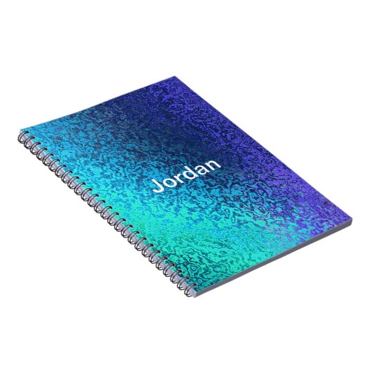 青い抽象芸術の個人用設定名前 ノートブック (右側)
