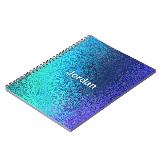 青い抽象芸術の個人用設定名前 ノートブック (左側)