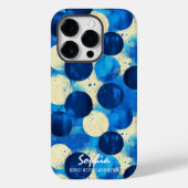 青い抽象芸術の円(名前をカスタムするとフレーズ) Case-Mate iPhoneケース (裏面)