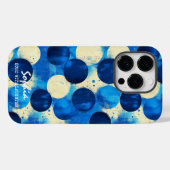 青い抽象芸術の円(名前をカスタムするとフレーズ) Case-Mate iPhoneケース (裏面 (横))