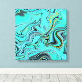 青い抽象芸術の大理石テクスチャ。 キャンバスプリント (インサイチュ (ウッドフロア))