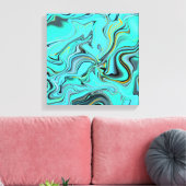青い抽象芸術の大理石テクスチャ。 キャンバスプリント (インサイチュ (リビング))
