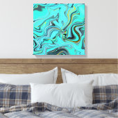 青い抽象芸術の大理石テクスチャ。 キャンバスプリント (インサイチュ (寝室))