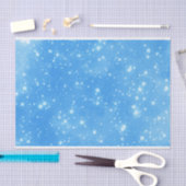 青い抽象芸術の空の背景（白いスノーフレーク） 薄葉紙 (クラフト)