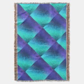 青い抽象芸術ひし形 スローブランケット (正面縦)
