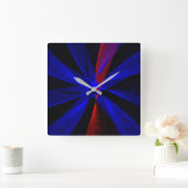 青い抽象芸術アクセント壁時計 スクエア壁時計 (ホーム)