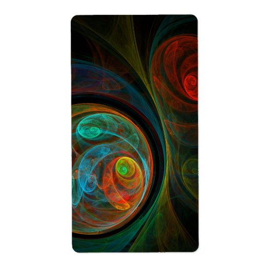 青い抽象芸術アートフラクタルの再生 ラベル (正面)