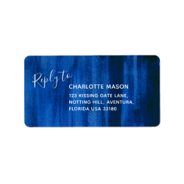 青い抽象芸術アート結婚の住所 シールに返信 ラベル
