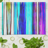 青い抽象芸術ストライプ606 キッチンタオル (折り畳み)