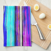 青い抽象芸術ストライプ606 キッチンタオル (四つ折り)