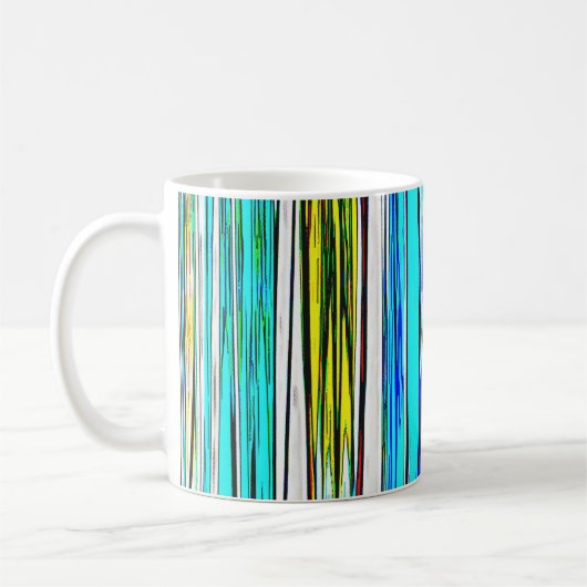 青い抽象芸術ストライプ606 コーヒーマグカップ (左)