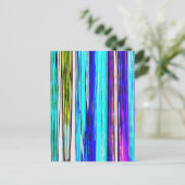 青い抽象芸術ストライプ606 ポストカード (スタンド正面)