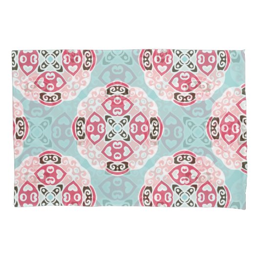 青い抽象芸術タイル:かわいいヴィンテージ。 枕カバー (正面)