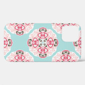 青い抽象芸術タイル:かわいいヴィンテージ。 Case-Mate iPhoneケース (裏面 (横))