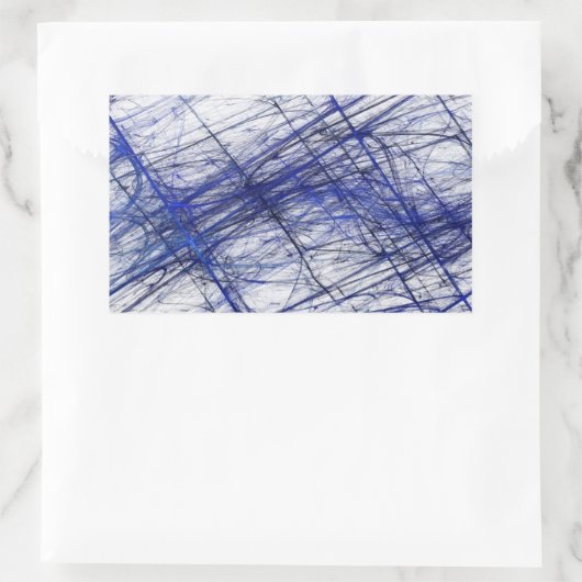 青い抽象芸術フラクタル長方形ステッカー 長方形シール (バッグ)