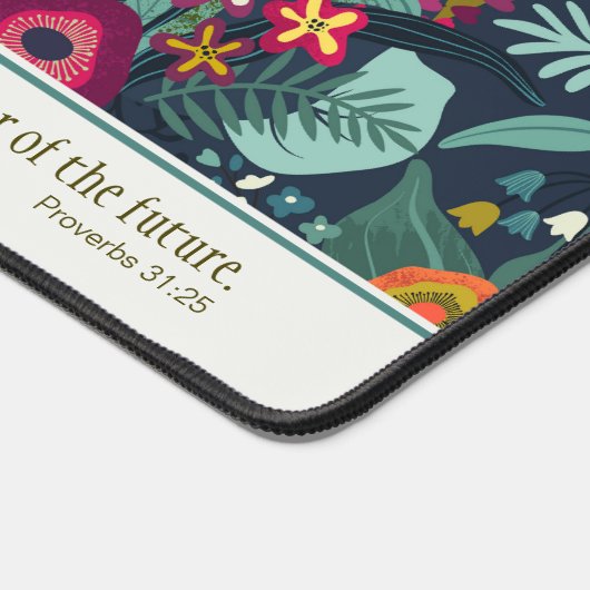 青い抽象芸術フローラ箴言31:25デスクマット デスクマット (コーナー)