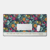 青い抽象芸術フローラ箴言31:25デスクマット デスクマット (キーボード&マウス)