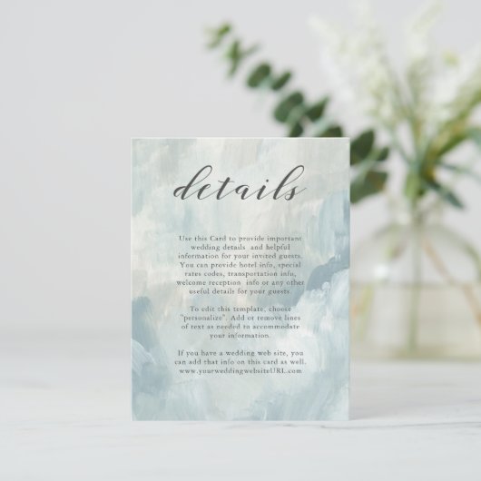 青い抽象芸術ブラシストロ結婚ークの詳細 エンクロージャーカード (スタンド正面)