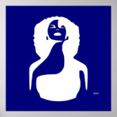 青い抽象芸術ブラックの女性ナチュラルヘアを見上げる ポスター (正面)