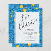 青い抽象芸術ペンと水彩マスターパターン 招待状 (正面/裏面)