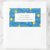 青い抽象芸術ペンと水色のAstersラベル 長方形シール (バッグ)