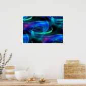 青い抽象芸術ポスターの空間歪み ポスター (キッチン)