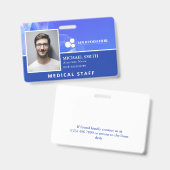 青い抽象芸術ロゴ従業員IDの追加 バッジ (表裏)