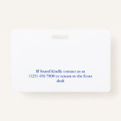 青い抽象芸術ロゴ従業員IDの追加 バッジ (裏面)