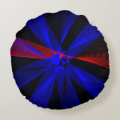 青い抽象芸術丸い枕 ラウンドクッション (裏面)