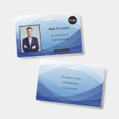 青い抽象芸術会社の写真ID バッジ (正面＆裏面)