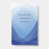 青い抽象芸術従業員の写真ID バッジ (裏面)