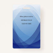 青い抽象芸術従業員の写真ID バッジ (裏面)