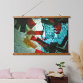 青い抽象芸術木材の壁のタペストリー、穏やかな色 吊り下げ型タペストリー (寝室)