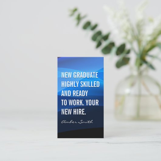 青い抽象芸術波 |新卒者 名刺 (スタンド正面)