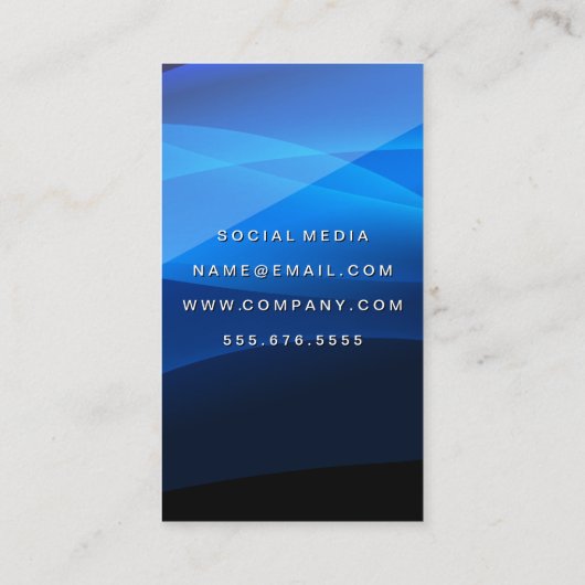 青い抽象芸術波 |新卒者 名刺 (裏面)