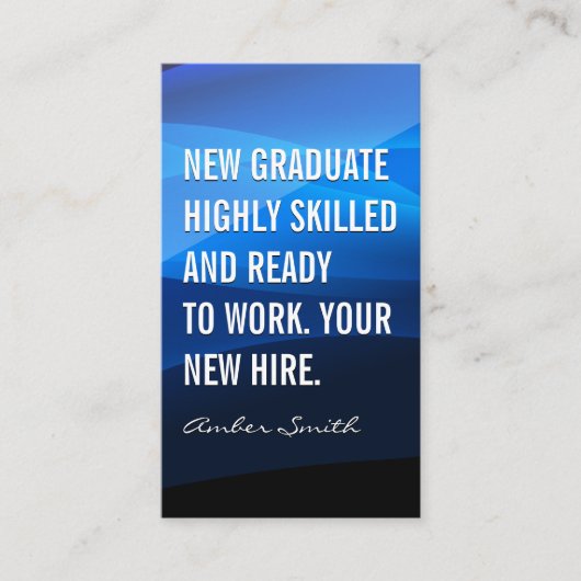 青い抽象芸術波 |新卒者 名刺 (正面)