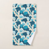 青い抽象芸術海床 |沿岸パターン バスタオルセット (ハンドタオル)