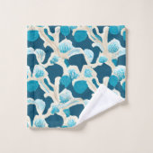 青い抽象芸術海床 |沿岸パターン バスタオルセット (ウォッシュタオル)