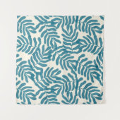 青い抽象芸術葉パターン タペストリー (正面(横))